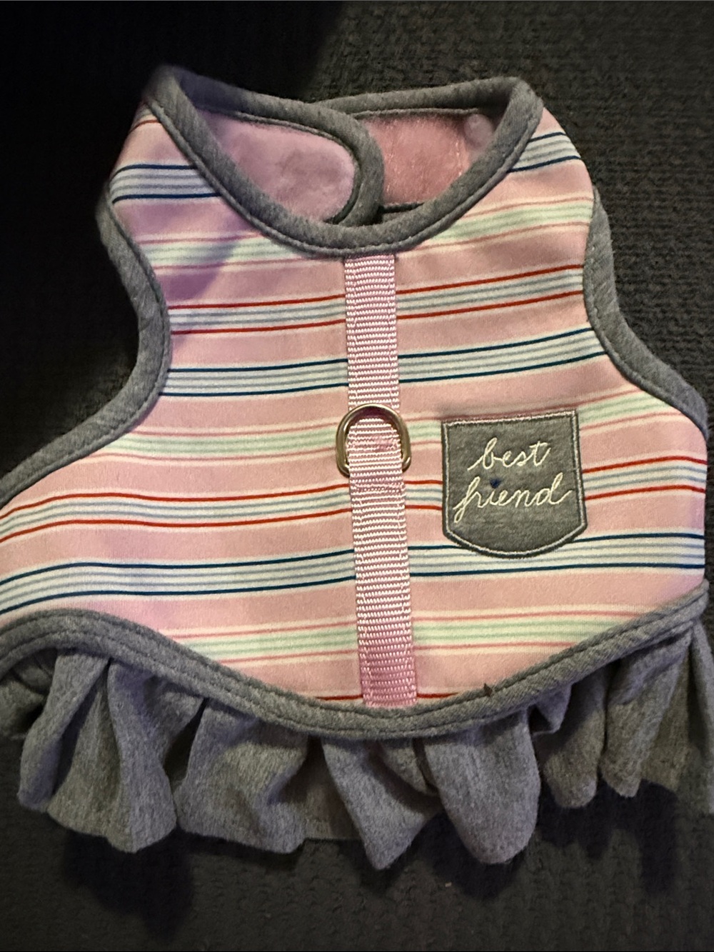 Pink Striped "Best Friend" Dog Harness Dress